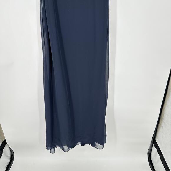 Mac Duggal Navy Blue Maxi Chiffon Sleeveless Plus Size Formal Gown Womens 14W - Picture 8 of 11